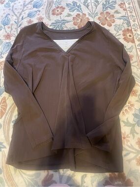 Source Unknown Chocolate Brown V-Neck Long Sleeve Top